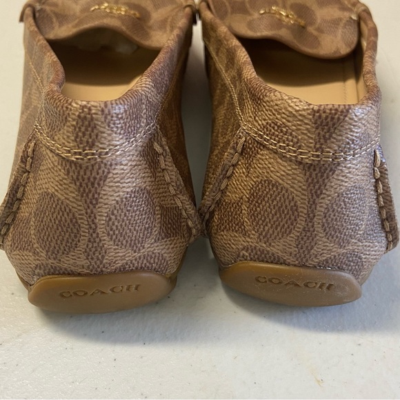 COACH Marley Driver Brown Gold Signature Logo/Leather/Tan 9 US Woman’s Loafer - Picture 5 of 12